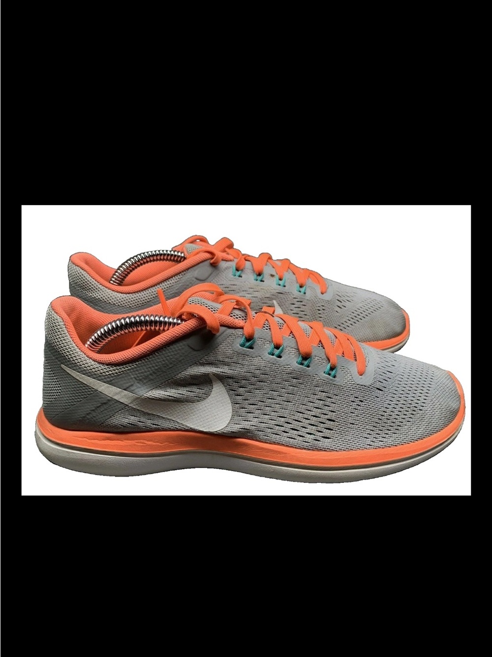 Nike Flex Run Running Shoes Gray/Orange 830751-003 Women's Size US 8 EU 39